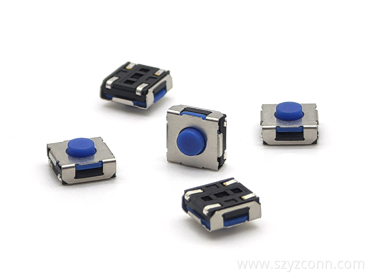 TACT SWITCH 6.2*6.2mm H3.5mm Silicone Blue Button 4P TACT SWITCH 6.2*6.2mm H3.5mm Silicone Blue Button 4P